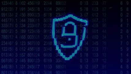 Animation of glowing qr code over neon geometric shapes - Powered by Adobe