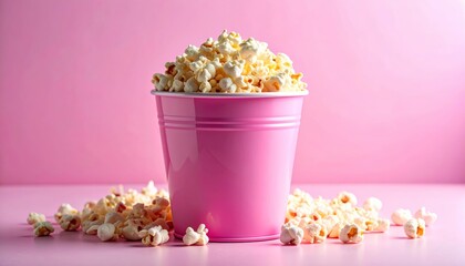 A red and white cardboard bucket filled with salted butter popcorn