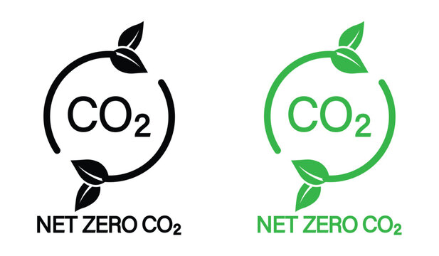 net zero CO₂ emissions icon representing carbon-neutral footprint and eco-friendly sustainability. green environmental concept focused on climate action, renewable energy, and sustainable development.