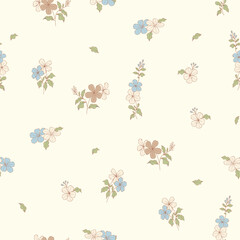 seamless floral pattern, textile pattern, fabric print in classic vintage style on light background, timeless floral, soft color flower. surface design for home textile, wallpaper pattern, print ready