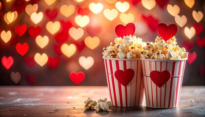 A red and white cardboard bucket filled with salted butter popcorn