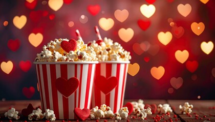 A red and white cardboard bucket filled with salted butter popcorn