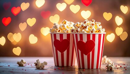 A red and white cardboard bucket filled with salted butter popcorn
