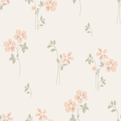 seamless floral pattern, textile pattern, fabric print in classic vintage style on light background, timeless floral, soft color flower. surface design for home textile, wallpaper pattern, print ready