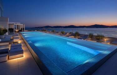 Fototapeta premium a stunning rooftop pool with an infinity edge