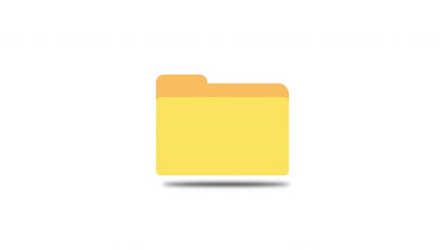 Animation Yellow File Folder Icon on transparent Background.