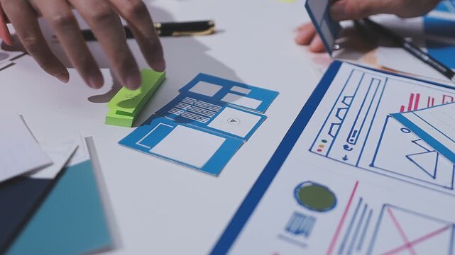 team of UI UX web designer are working together to develop mobile responsive websites. Mobile Mockup