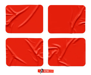 Vector realistic illustration of red rectangular stickers on a white background.