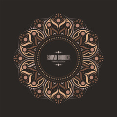 Elegant Decorative Round Border Frame Design with Ornate Details in Brown Tones