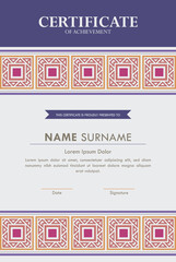 Ornamental Geometric Certificate Template Design for Diploma Appreciation Document Layout