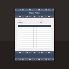 Modern Minimalist Invoice Template with Decorative Border Element Design