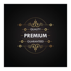 Elegant Golden Emblem with Quality and Premium Guaranteed Text Banner