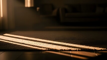Ramadan: Rug Texture With Sunlight and Shadow Lines in Cozy Interior
