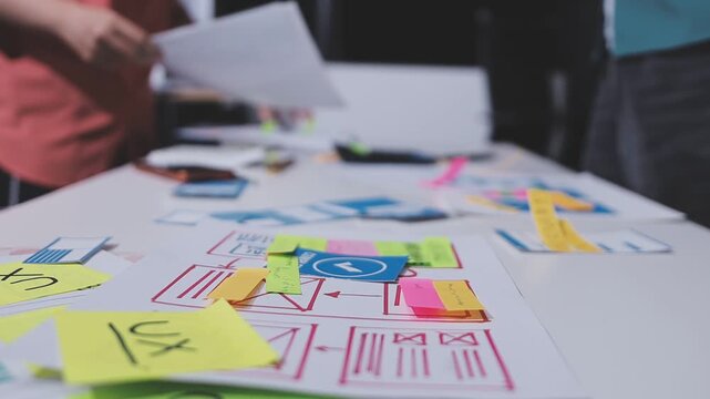 team of UI UX web designer are working together to develop mobile responsive websites. Mobile Mockup