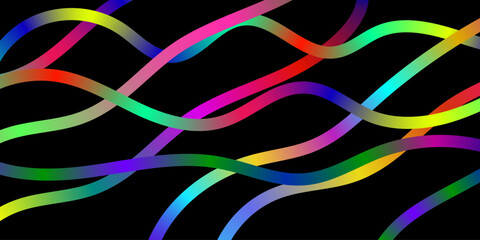 Abstract colorful doodle rainbow background, Abstract wavy multicolor gradient vector line art background.