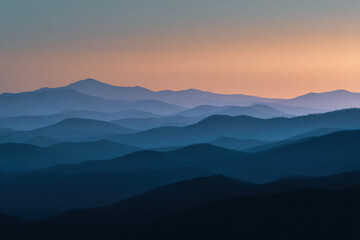 Fototapeta premium Layers of Blue Mountains at Sunset