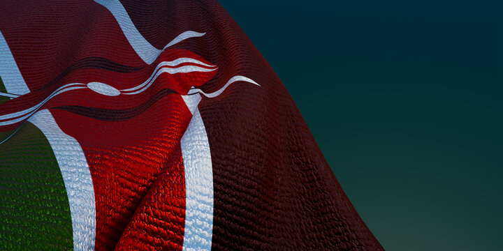 Kenya flag of silk-3D illustration. 3d render.