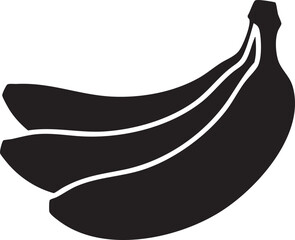 Fototapeta premium Bunch of Bananas Connected at the Stem Silhouettes isolated on white background silhouette