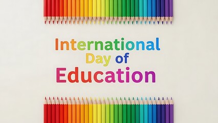 International Day of Education Celebration with Rainbow Pencils.