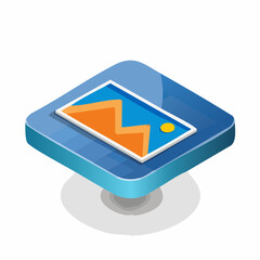 Photo image, photography file, picture gallery isometric flat icon. 3d vector colorful illustration. Pictogram isolated on white background