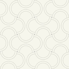 Vector seamless pattern. Stylish dotted ornament with geometric arches. Regular monochrome texture featuring a grid of concentric semicircles. Basic essential surface design.