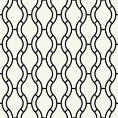 Vector seamless pattern. Geometric bold striped waves. Stylish monochrome background. Simple repeating swatch. Monochrome black ornament with concentric elements.