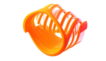 An abstract orange spiral structure on a black background