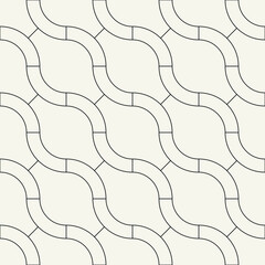 Vector seamless pattern. Modern stylish texture. Repeating geometric tiles. Thin linear wavy grid.