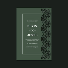 Elegant Decorative Bordered Wedding Invitation Card with Ornament Floral Accent