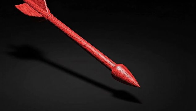Vibrant red pencil tip casting sharp shadow on dark background