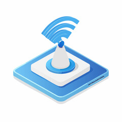 Access point, wi-fi signal, antenna isometric flat icon. 3d vector colorful illustration. Pictogram isolated on white background
