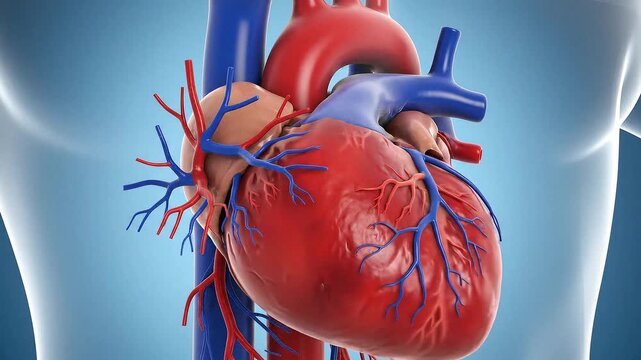 Human Heart Anatomy 3D Medical Illustration.