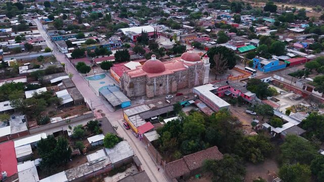 Drone panorama of a Zapotec community in the Central Valleys of Oaxaca