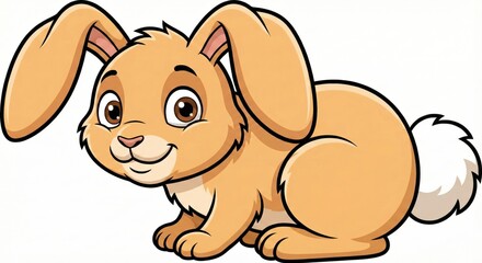 A delightful cartoon illustration of a cheerful, fluffy rabbit with perky ears. Capturing the innocence and charm of spring, the image showcases the soft fur of the playful bunny.