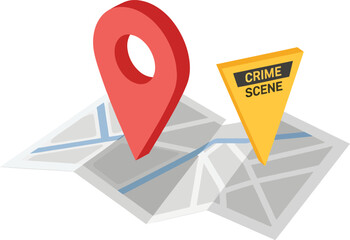 Crime Scene Location Map Pin Vector Illustration