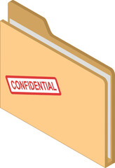 Confidential File Folder Isometric Icon Sensitive Document Data