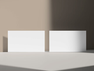 Clean business card mockup with balanced light and beige gray background