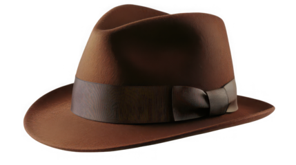 Classic Brown Felt Fedora Hat Isolated on White