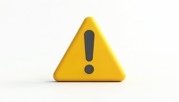 Yellow warning sign isolated against white. The hazard symbol of caution with exclamation mark inside the triangle. Alert attention danger concept for design.