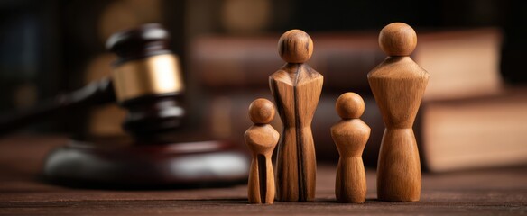 The Wooden Family Figurines Representing Legal Guardianship and Family Law Concepts