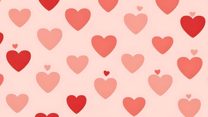 Seamless pattern of pink and red hearts on pastel background