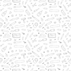 Hand drawn artist tool seamless pattern background