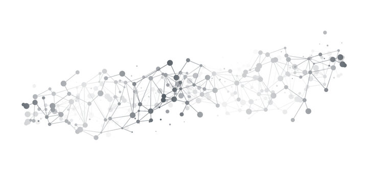 Abstract network visualization showing interconnected nodes and lines forming a polygonal mesh structure. Black and gray dots connected by thin lines create a cloud computing or data network pattern.