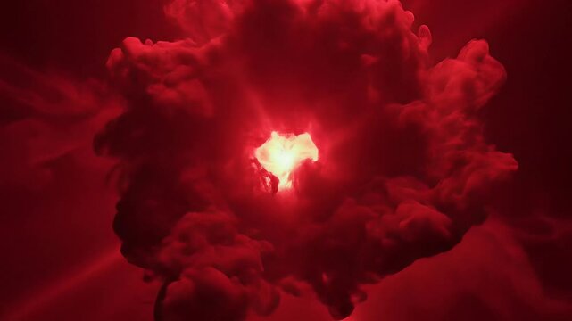 Abstract red cloud formation with light effects and atmospheric texture