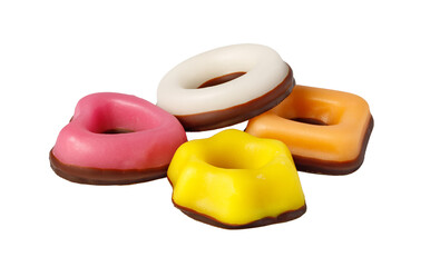 Colorful candies with chocolate base and shiny icing