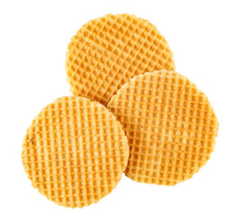 Three stroopwafels snack food sweet dessert isolated