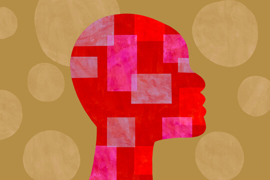 Vibrant human head profile modern conceptual illustration