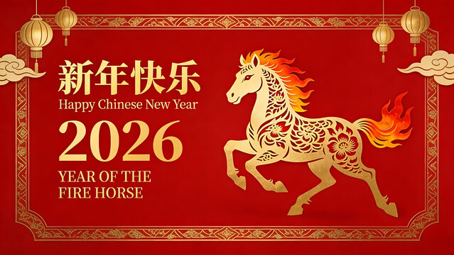 Chinese new year 2026 , year of the fire horse