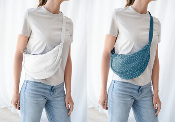 Mockup Of Woman Wearing Customized Cross Body Bag