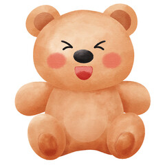 Fototapeta premium Cute Watercolor Winking Teddy Bear Illustration: Playful Baby Animal Character for Fun Kids' Birthday and Nursery Design.